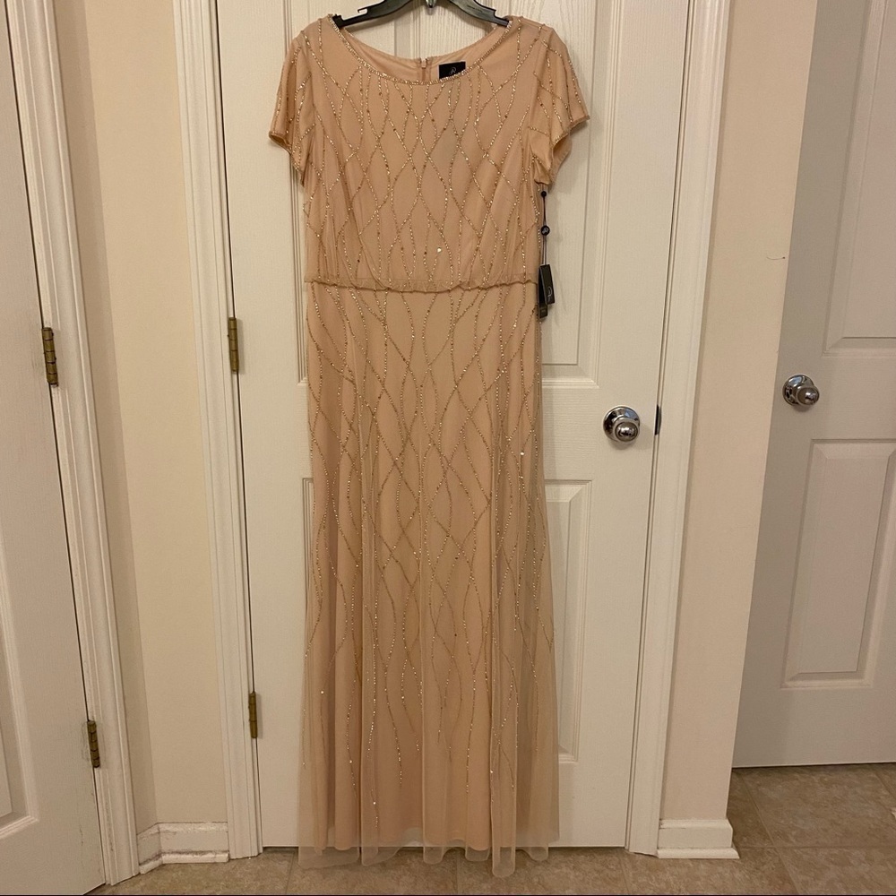 Adrianna Papell Embellished Gown in Champagne Sand - Picture 5 of 14